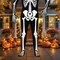Boy's Skull N Bones Morphsuit Costume with Full Hooded Skeleton Print Design